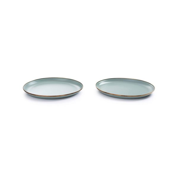 Barebones Living Enamel Deep Plate Set - Set of 2 - Mint - CKW-426