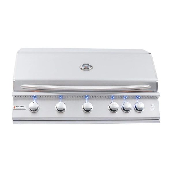 RCS Premier Series 40-Inch 5-Burner Built-In Propane Gas Grill With Rear Infrared Burner & Grill Lights - RJC40ALLP