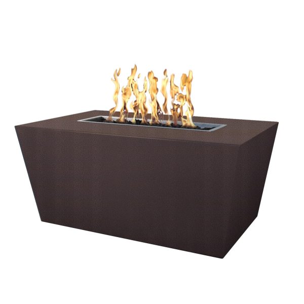 Mesa 48 Inch Rectangular Powder Coated Steel Natural Gas Fire Pit w/ Glow Plug in Copper by The Outdoor Plus