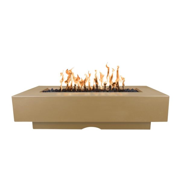 Del Mar 72 Inch Rectangular GFRC Propane Fire Pit in Brown by The Outdoor Plus