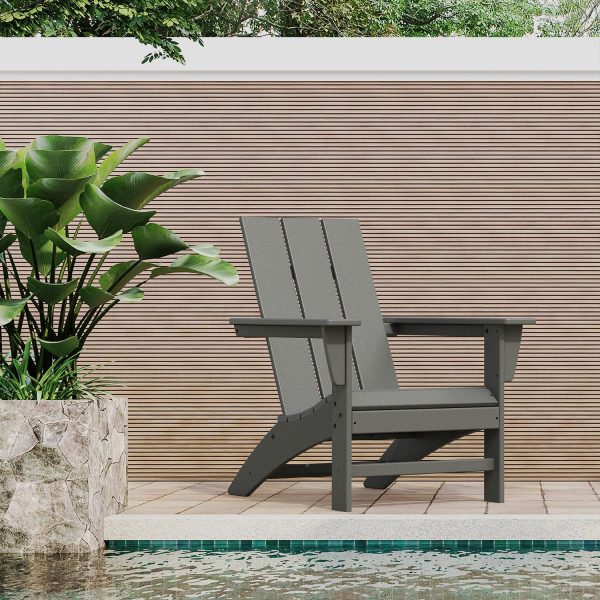 Modern Recycled Plastic Curveback Adirondack in Slate Gray by POLYWOOD