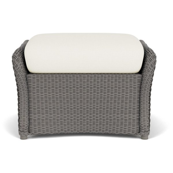 Weekend Retreat Lloyd Loom Ottoman in Pewter/Sailcloth Salt by Lloyd Flanders
