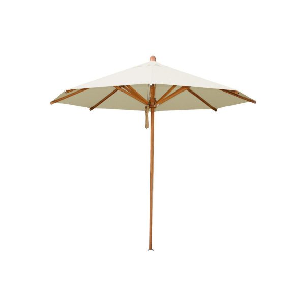 Bambrella 8.5 Ft. Octagonal Bamboo Levante Market Umbrella Set w/ 110 Lb. Freestanding Base in Ecru