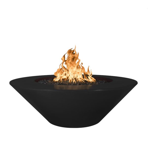 Cazo 48 Inch Round GFRC Propane Fire Pit w/ Glow Plug in Black by The Outdoor Plus