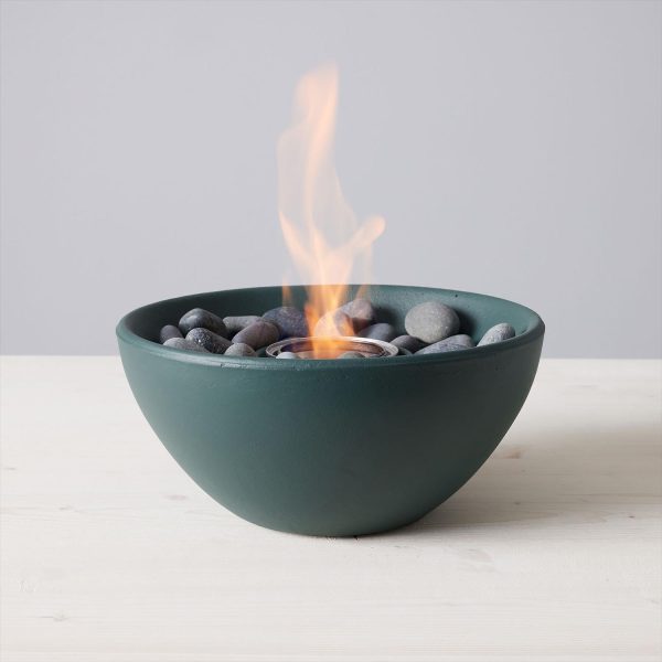 Basin 11 Inch Round Concrete Gel Fuel Table-top Fire Pit in Green by TerraFlame