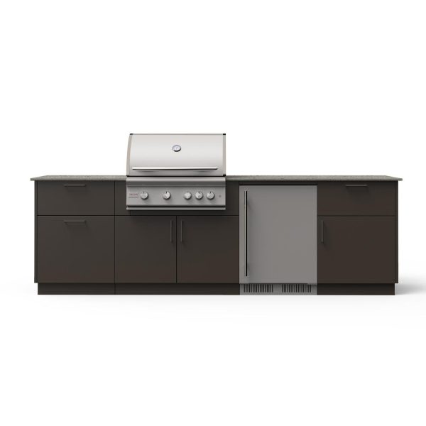 Blaze Morning Glow 10-Ft Outdoor Kitchen Island w/ 32-Inch LTE+ Natural Gas Grill, Fridge in Architectural Bronze w/ Keon Countertop
