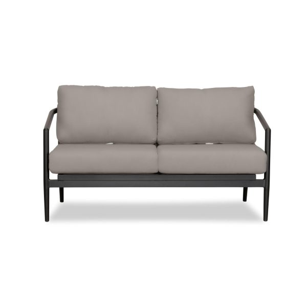 Midnight Cove 2 Person Aluminum Loveseat in Black/Canvas Charcoal by Lakeview Outdoor Designs