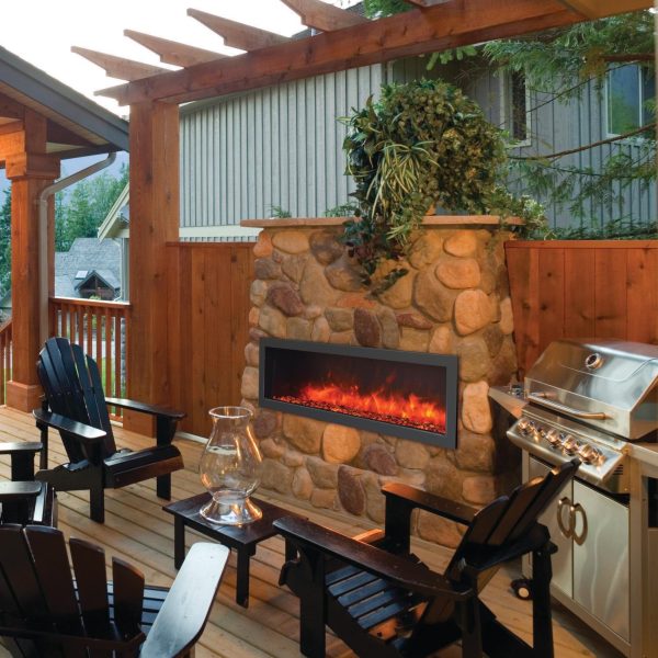 Amantii Panorama Series Slim Smart 60-Inch Built-In Electric Fireplace - Indoor/Outdoor - BI-60-SLIM-OD