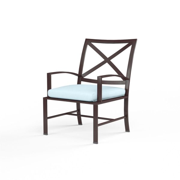 La Jolla Aluminum Patio Dining Chair in Canvas Skyline w/ Self Welt By Sunset West