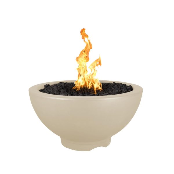 Sonoma 38 Inch Round GFRC Natural Gas Fire Pit in Vanilla by The Outdoor Plus