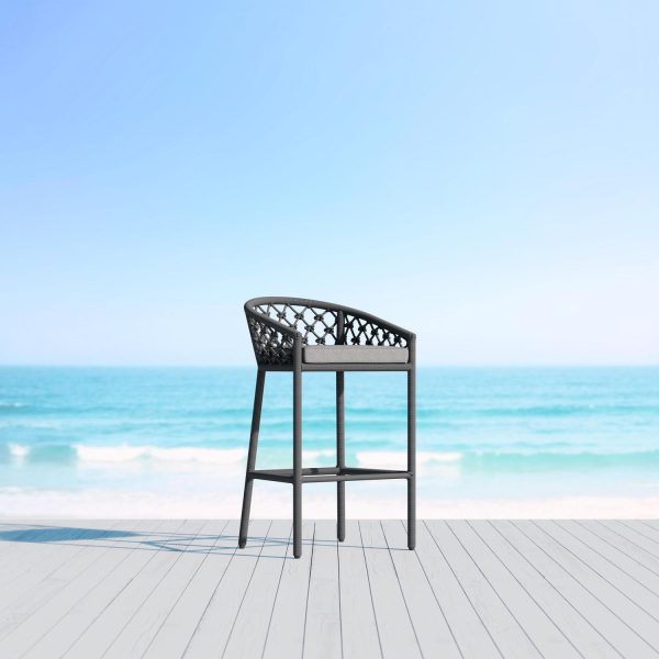 Amelia Woven Rope Bar Stool in Ash/Fog By Azzurro Living