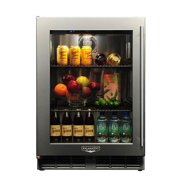 Kalamazoo Signature 24 Inch Outdoor Refrigerator - Glass Door - Left Hinge - Lock - Marine-Grade - K-HP24RO-4-3LL-M6