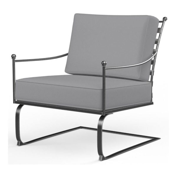 Provence Wrought Iron Rocking Club Chair in Pewter/Canvas Granite by Sunset West