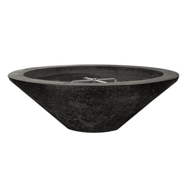 Ironwood 48 Inch Round GFRC Propane Fire Bowl in Ebony by Lakeview Outdoor Designs