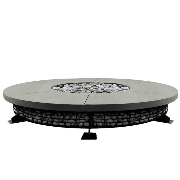Pine Valley 89 Inch Round GFRC Natural Gas Fire Pit Table in Natural by Lakeview Outdoor Designs