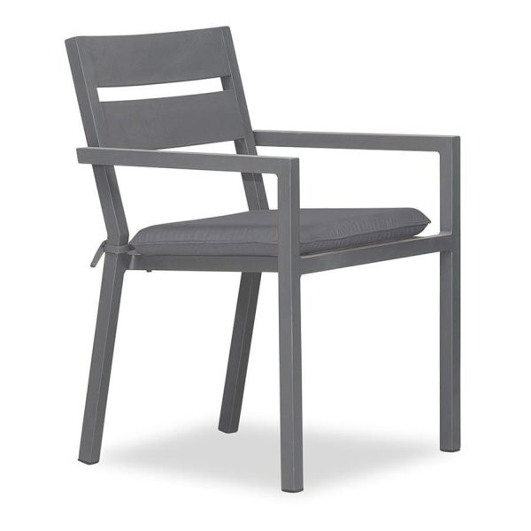 Calm Bay Aluminum Dining Arm Chair in Slate/Canvas Charcoal by Lakeview Outdoor Designs