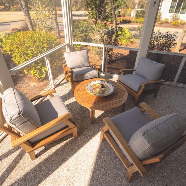 Miami 5 Pc Teak Seating Set in  Canvas Granite by Royal Teak Collection