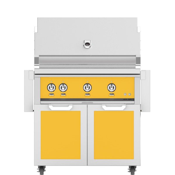 Hestan 36-Inch Propane Gas Grill W/ Sear Burner & Rotisserie On Double Door Tower Cart - Sol - GMBR36-LP-YW