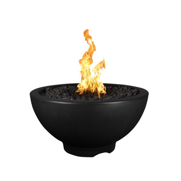 Sonoma 38 Inch Round GFRC Propane Fire Pit w/ Glow Plug in Black by The Outdoor Plus