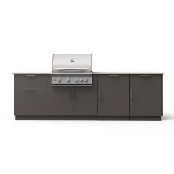 Blaze High Noon 10-Ft Outdoor Kitchen Island w/ 32-Inch LTE+ Propane Grill in Gunmetal w/ Aeris Countertop