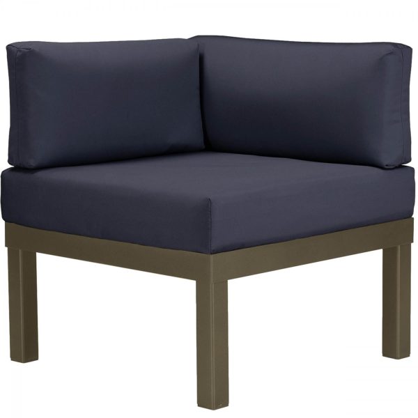 Ashbee Aluminum Sectional Corner Club Chair in Textured Beachwood/Indigo by Telescope Casual