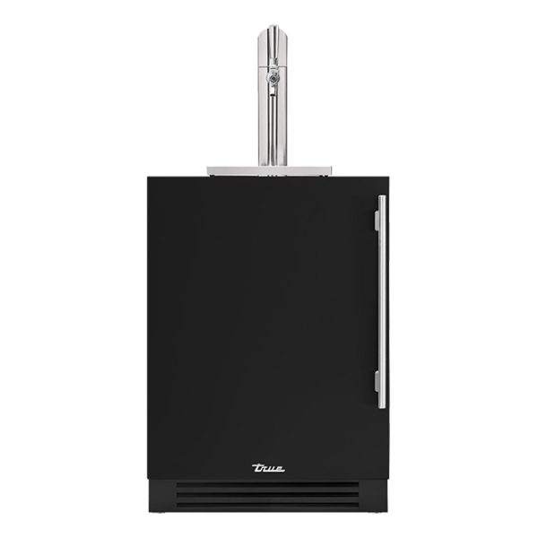 True 24 Inch Left Hinge Outdoor Single Tap Beverage Dispenser - Matte Black w/ Stainless Handle - TUR-24BD-L-OP-C~DSK-027-H04
