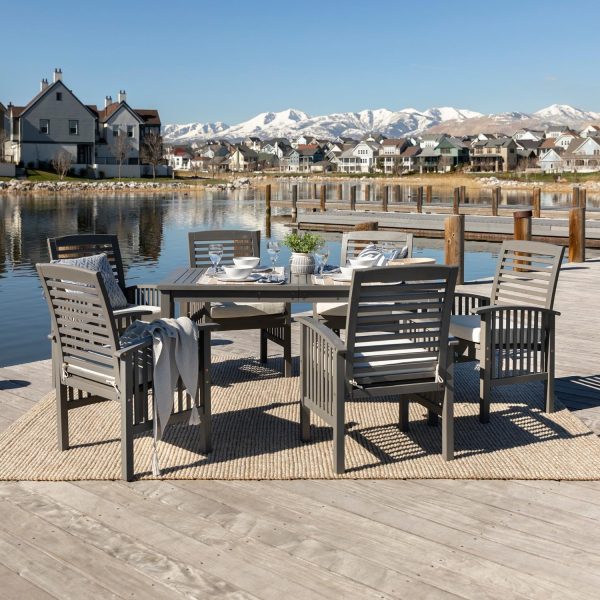Ultimate Patio Horizon Way 7 Piece Acacia Patio Dining Set W/ 60 X 32 Inch Rectangular Table - Gray Wash