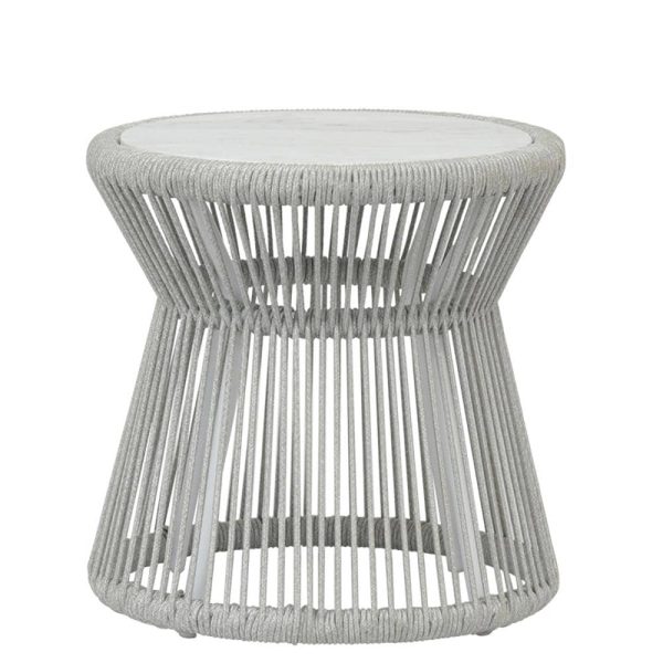 Miami 20 Inch Round Woven Rope End Table in Silver by Sunset West