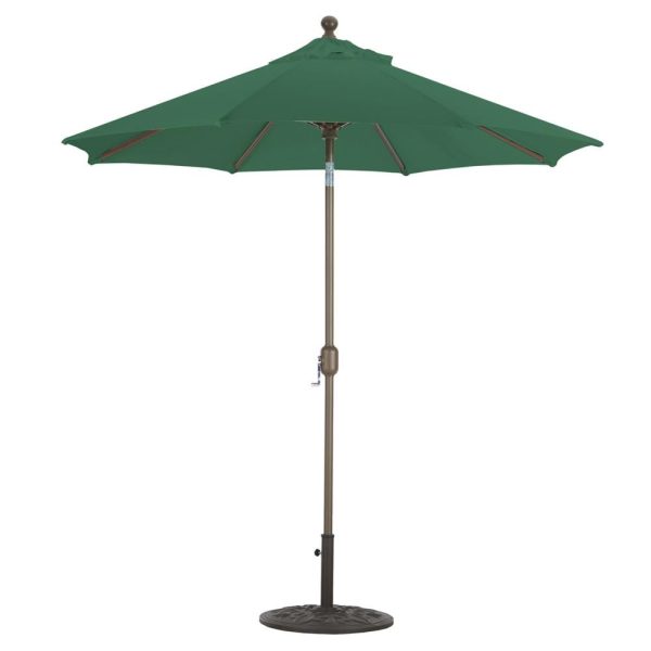 Galtech 7.5 Ft. Octagonal Aluminum Patio Market Umbrella W/ Crank Lift And Deluxe Auto Tilt - Antique Bronze Frame W/ Sunbrella Canvas Forest Green Canopy