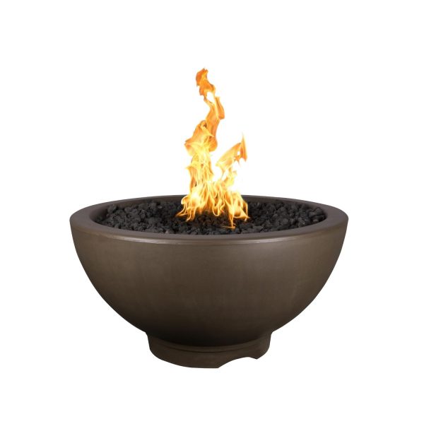 Sonoma 38 Inch Round GFRC Propane Fire Pit in Chocolate by The Outdoor Plus