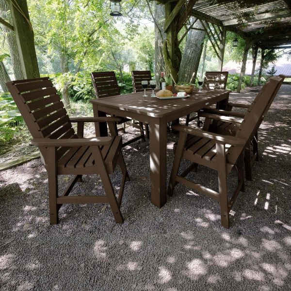Elm Pointe 7 Pc Recycled Plastic Rectangular Counter Height Dining Set in Weathered Acorn by Lakeview Outdoor Designs