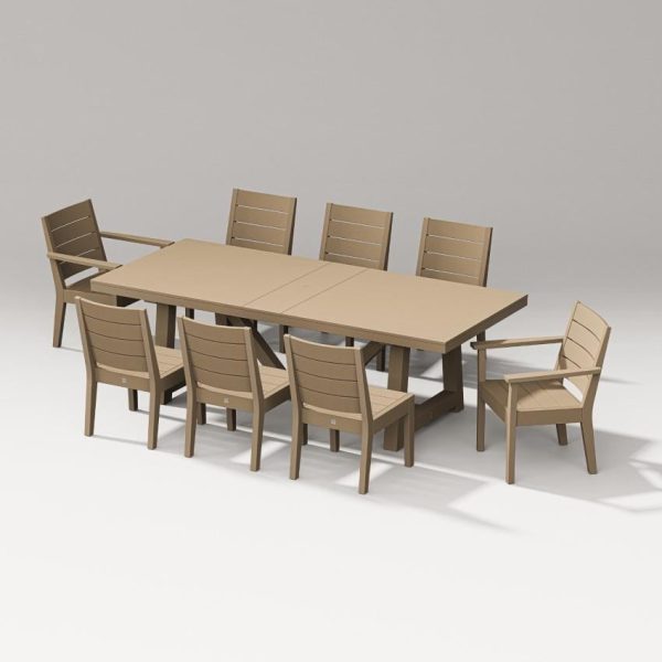 Latitude 9 Pc A-Frame Table Dining Set in Vintage Sahara By PW Designer Series