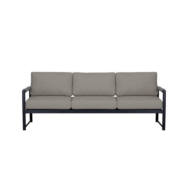Avenue Bay 3 Person Aluminum Sofa in Black/Canvas Charcoal by Lakeview Outdoor Designs
