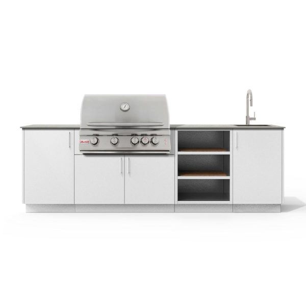 Urban Bonfire Mist 32 Outdoor Kitchen w/ Blaze LTE Natural Gas Grill, Sink, Keon Dekton Countertop & Chantilly Finish - B-Mist-32-Blaze-Keon-Chantilly