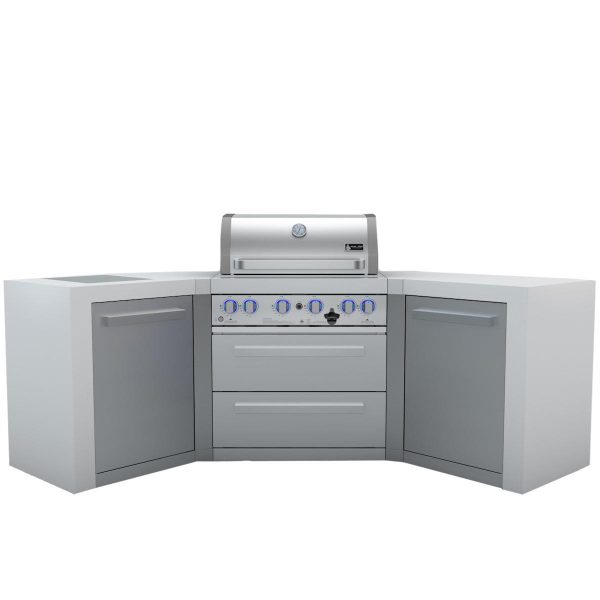 Mont Alpi 7.5 Ft U-Shaped Natural Gas Outdoor Kitchen Island w/ Side Burner - MAi400-D45