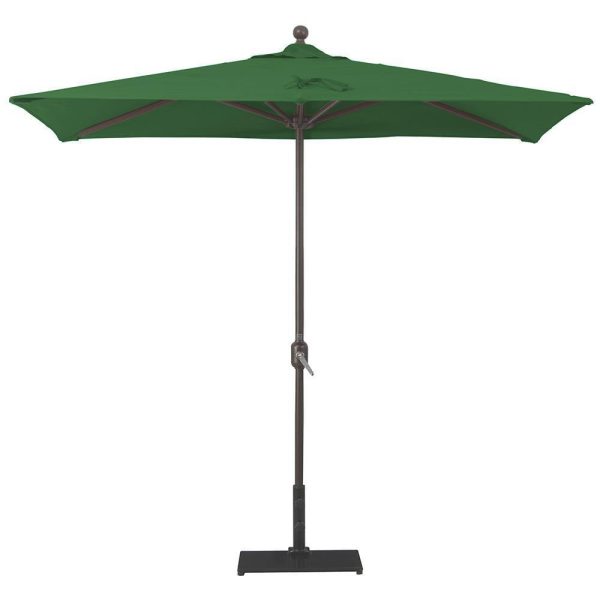 Galtech 3.5 X 7 Ft. Rectangular Aluminum Patio Market Half Wall Umbrella W/ Crank Lift - Antique Bronze Frame W/ Sunbrella Canvas Forest Green Canopy