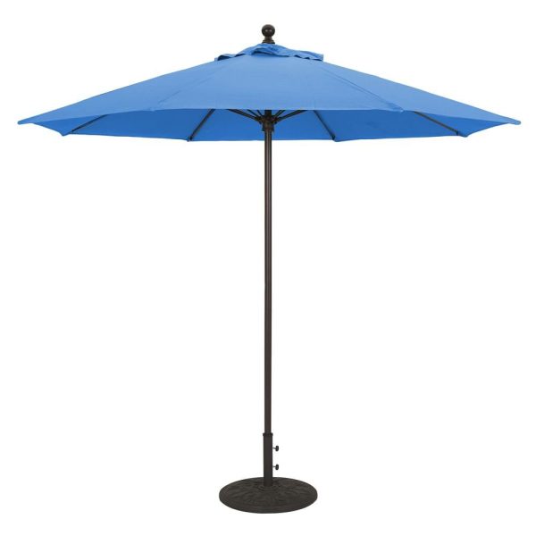 Galtech 9 Ft. Octagonal Aluminum Patio Market Umbrella W/ Push Lift - Black Frame W/ Sunbrella Canvas Pacific Blue Canopy