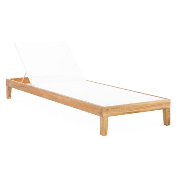 Monday Teak Patio Chaise Lounge W/White Sling By Teak + Table