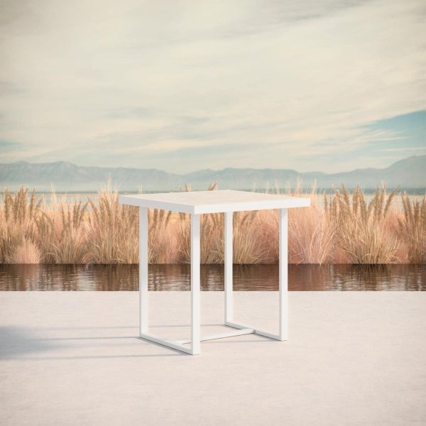 Pavia 35 Inch White Aluminum Counter Table W/ Albarium Dekton Top By Azzurro Living