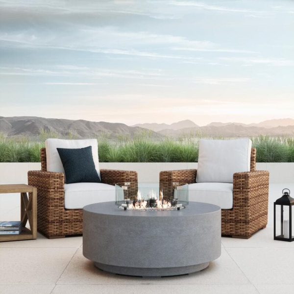 Havana 4 Pc Resin Wicker Fire Pit Seating Set in Aged Tobacco/Flax by Sunset West
