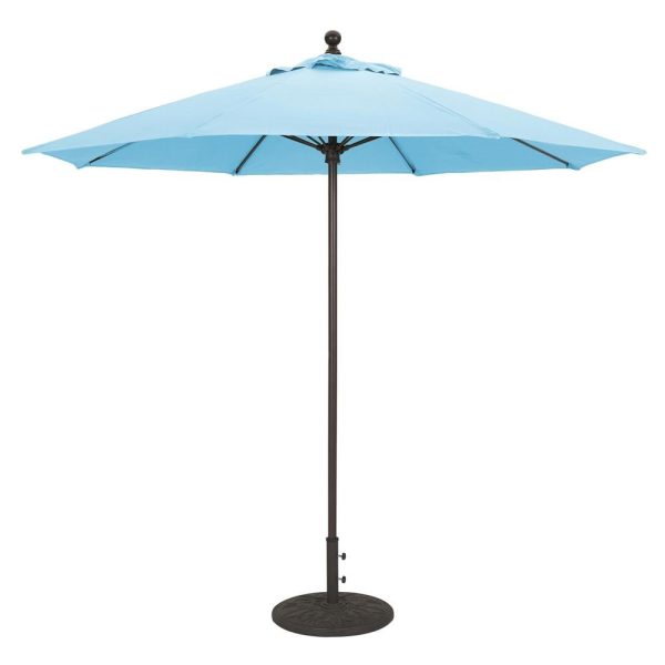 Galtech 9 Ft. Octagonal Aluminum Patio Market Umbrella W/ Push Lift - Black Frame W/ Sunbrella Canvas Air Blue Canopy