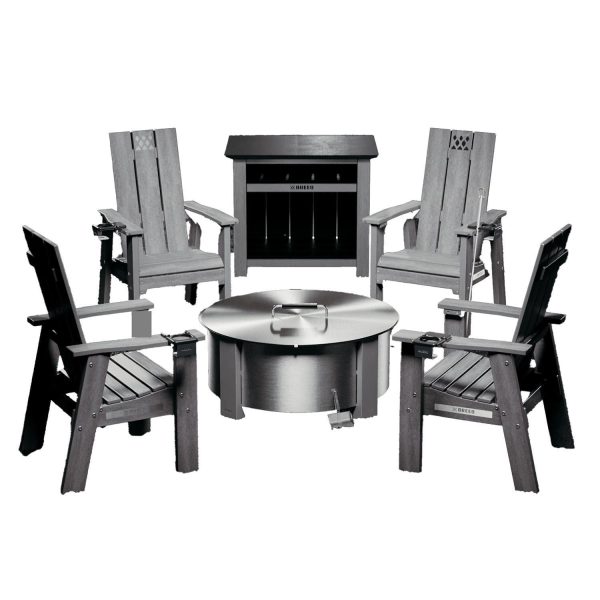 X Series 6 Pc 30 Inch Stainless Steel Fire Pit Seating Set in Gray by Breeo