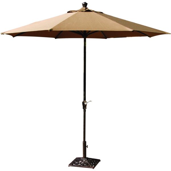 Darlee 9 Ft. Octagonal Market Umbrella w/ Auto Tilt - Antique Bronze w/ Neutral Brown Canopy