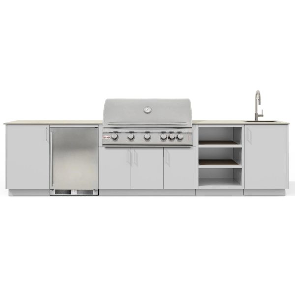 Urban Bonfire Breeze 40 Outdoor Kitchen w/ Blaze LTE Propane Grill, Sink, Refrigerator, Danae Dekton Countertop & Chantilly Finish - B-Breeze-40-Blaze-Danae-Chantilly