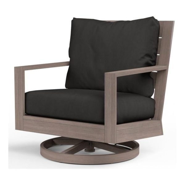 Laguna Aluminum Swivel Rocker Club Chair in Driftwood/Spectrum Carbon by Sunset West