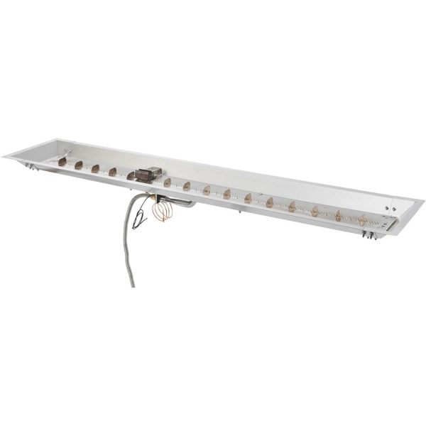 The Outdoor GreatRoom Company Crystal Fire Plus 84 Inch Drop-In Linear 140,000 BTU Natural Gas Fire Pit Burner Kit w/ Direct Spark Ignition - Stainless Steel