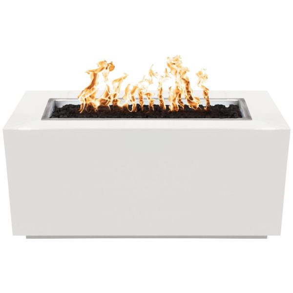 Pismo 60 Inch Rectangular Powder Coated Steel Natural Gas Fire Pit w/ Glow Plug in White by The Outdoor Plus