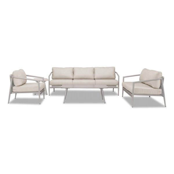 Midnight Cove 5 Pc Aluminum Seating Set w/ Sofa in Urban Stone/Cast Silver by Lakeview Outdoor Designs