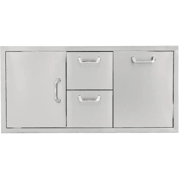 BBQGuys Signature 42-Inch Stainless Steel Door, Double Drawer & Roll-Out Trash Bin Combo - Traditional
