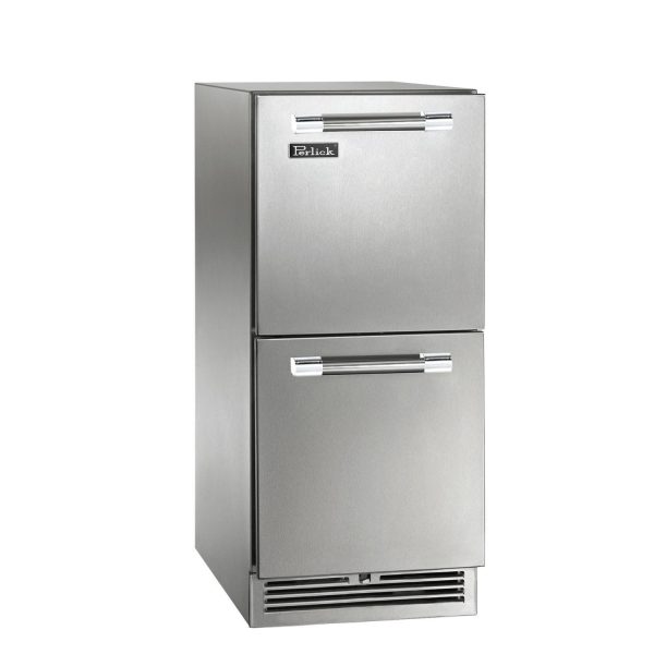 Perlick 15-Inch Signature Series Marine & Coastal Series Stainless Steel Outdoor Refrigerated Drawers W/ Door Lock - HP15RM-4-5DL